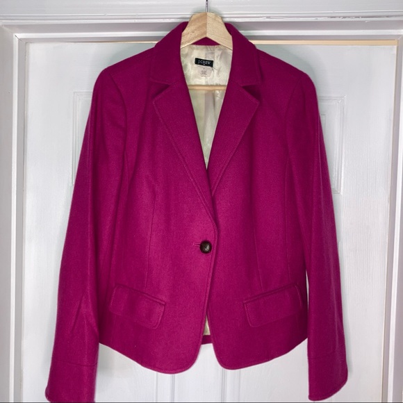 J.Crew Wool Blazer Raspberry 8 - Picture 1 of 6
